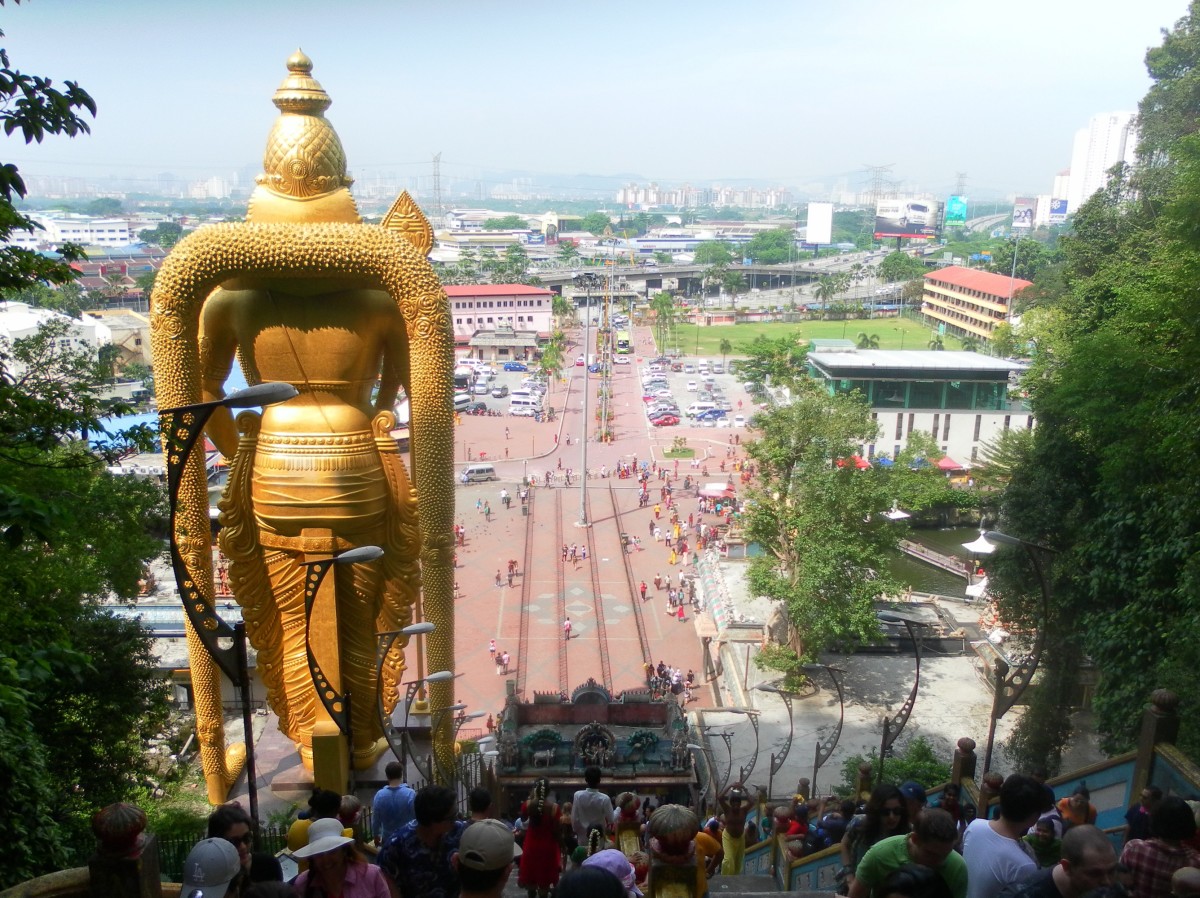 View from the stairway, the carpark is below and downtown Kuala Lumpur in the distance.