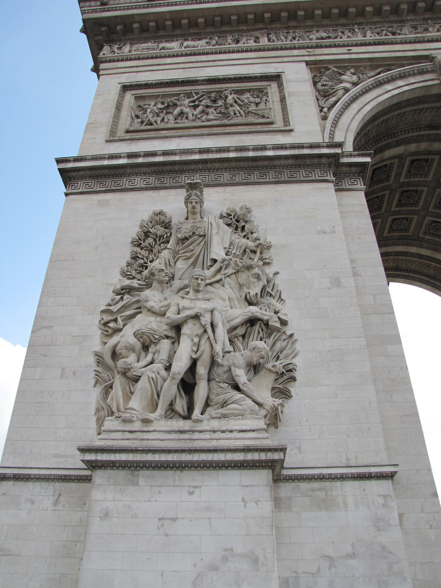One of the Arc's four sculptures, La Paix or Peace.