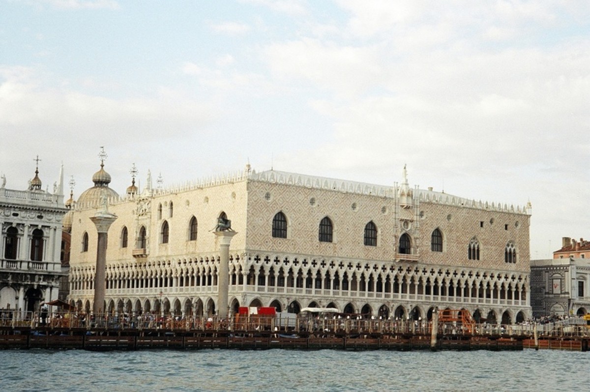 The Doge's Palace or Ducal Palace, one of the main landmarks of Venice, was originally the residence of the Doge, the supreme authority of the former Republic of Venice. The building was constructed in the Venetian Gothic style in 1340.