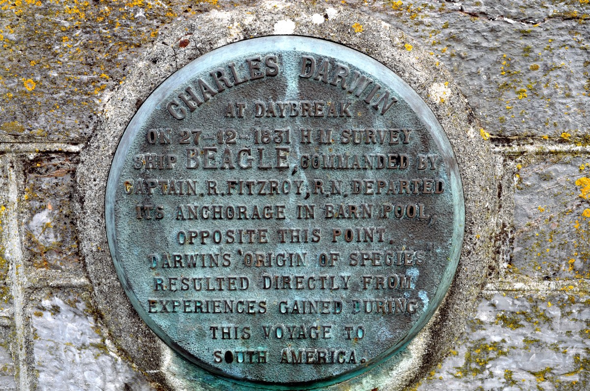 Plaque to commemorate Darwin's Voyage of Discovery from Plymouth to South America.