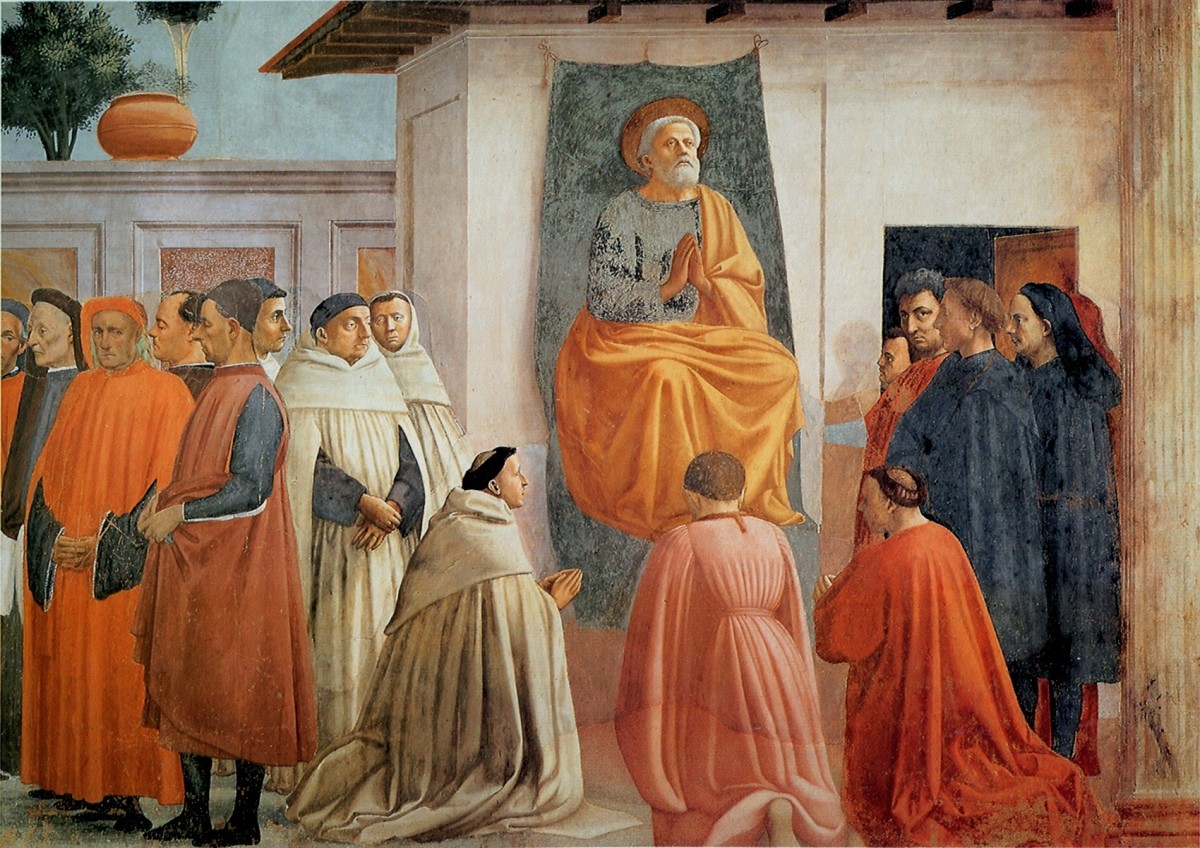 Masaccio and Filippo Lippi. St. Peter Enthroned. Brancacci Chapel.