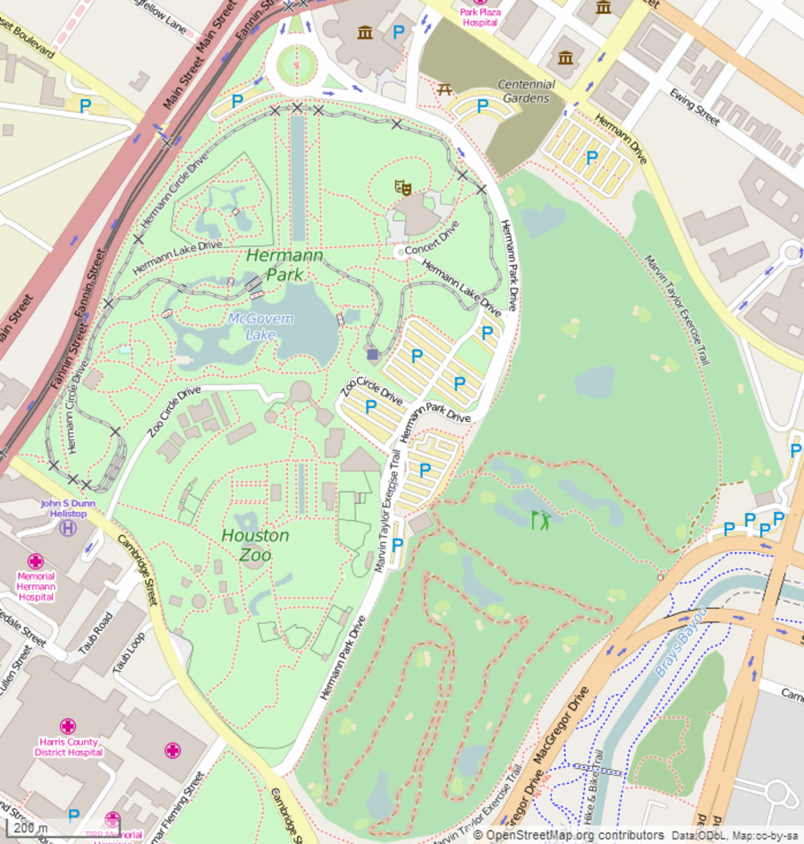 Map of Hermann Park