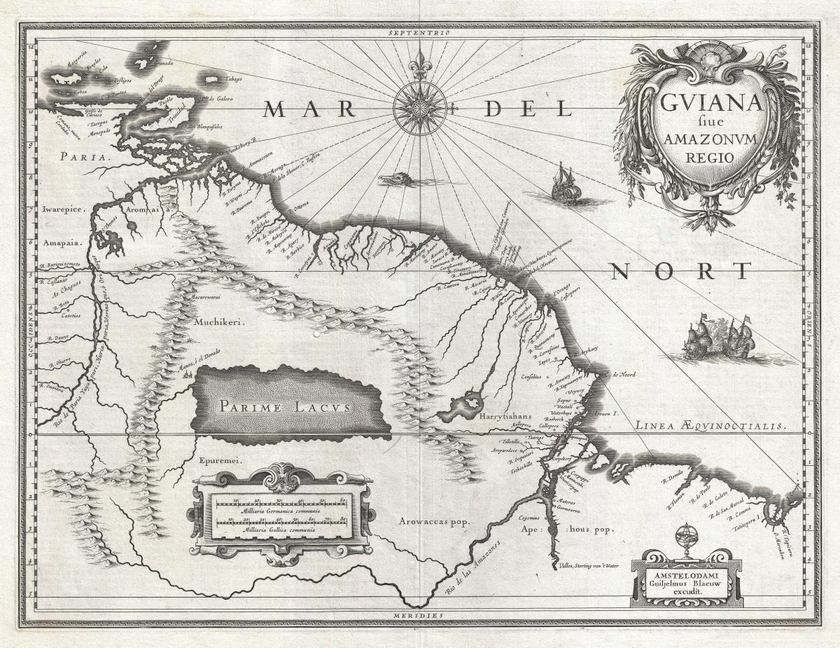 这张1636年的地图显示了帕莱梅湖的位置，这是传说中的黄金国。＂decoding=