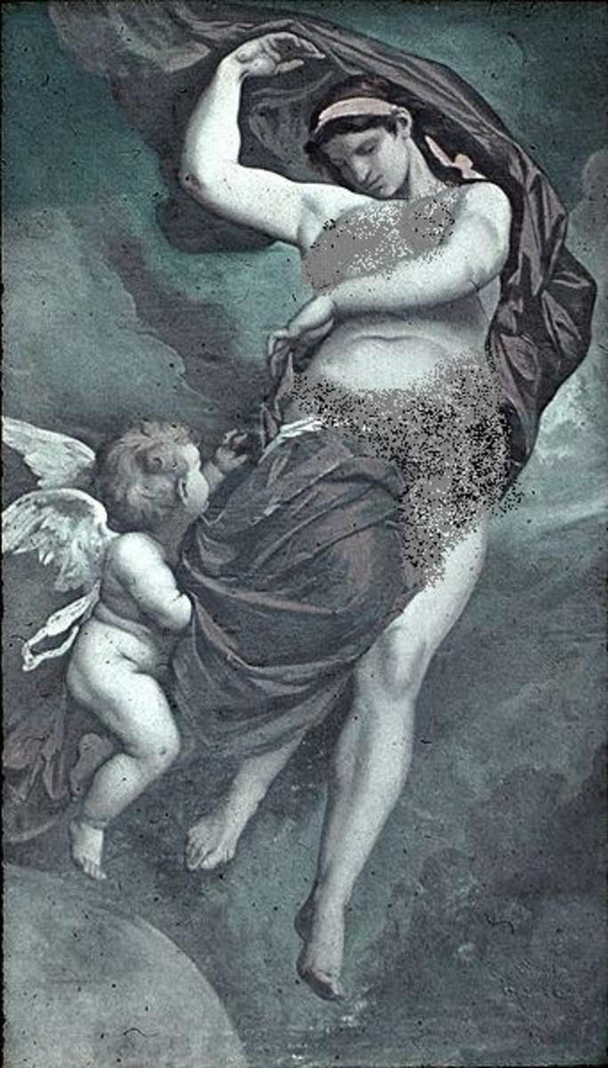 盖亚(希腊原始女神、创造者和宇宙出生者)——天花板画安塞姆费尔巴哈,1875