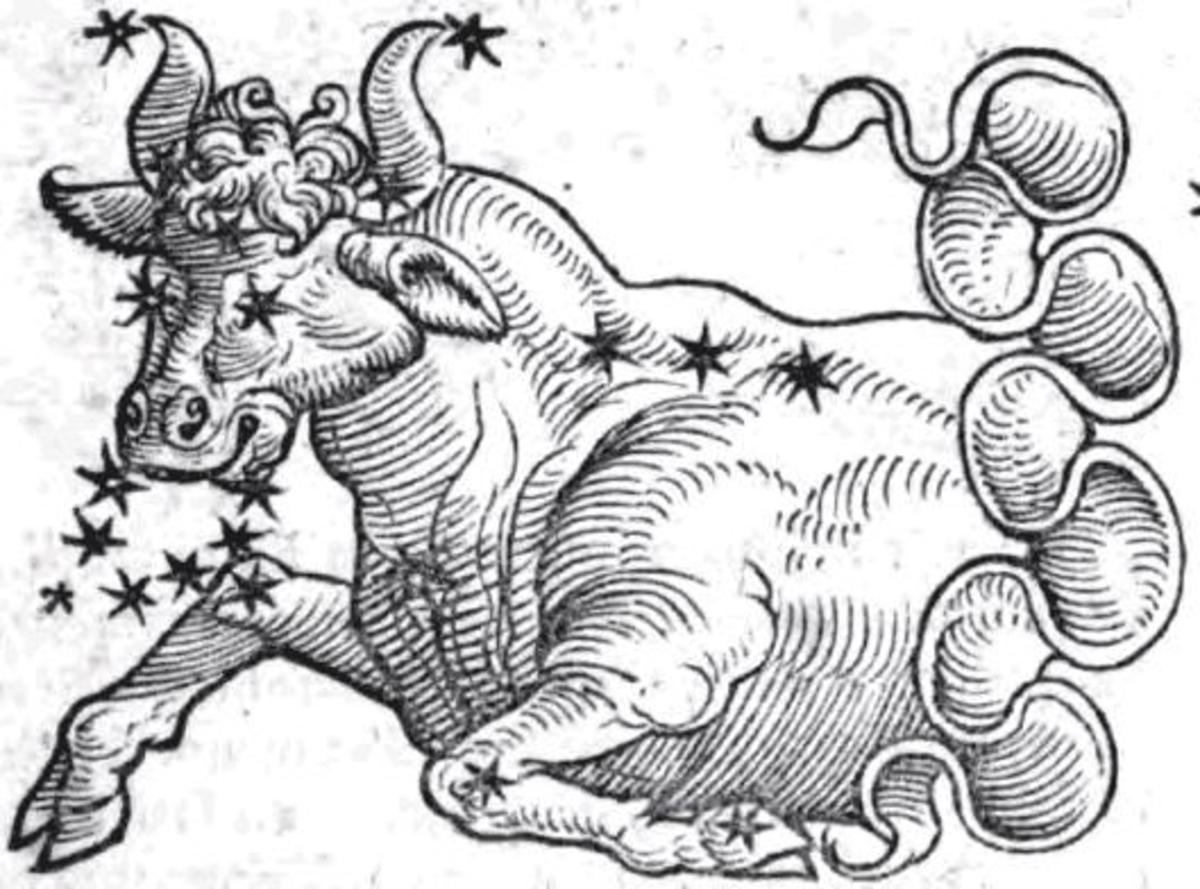 Here is an ancient drawing of the constellation of Taurus coupled with the symbol of the Bull.