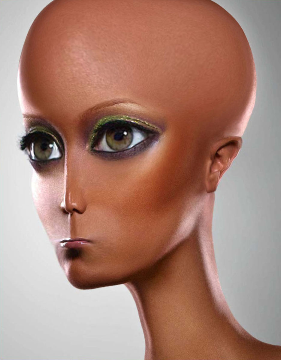 Future humans are likely to have larger heads, big eyes, smaller jaw, darker skin and less hair.
