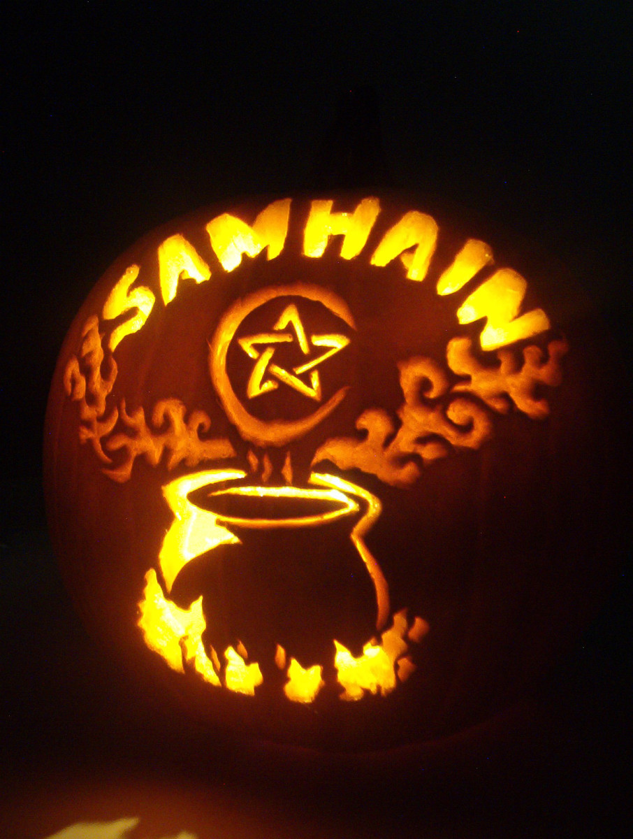 Samhain pumpkin carvings.