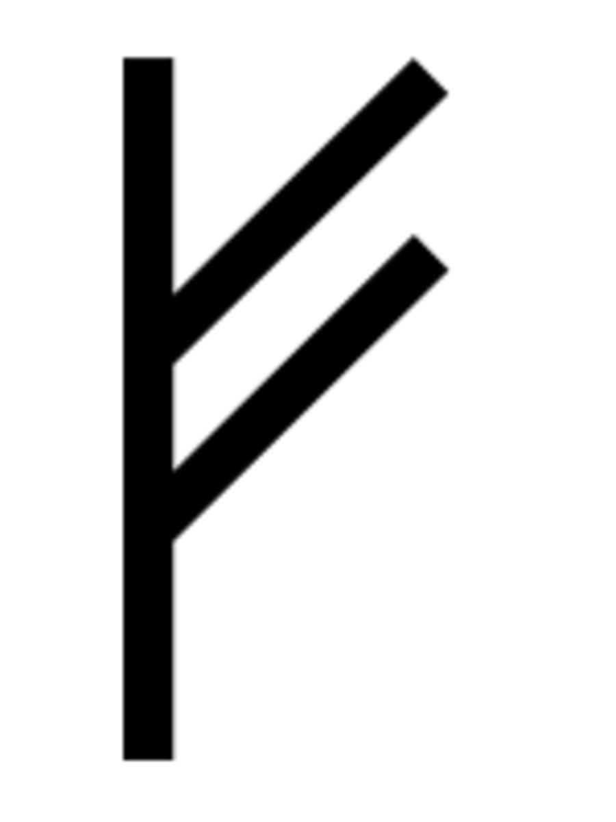 这个符号来自更年轻的Futhark字母表，字面上翻译为牛或牲畜，可以转化为财富和收入