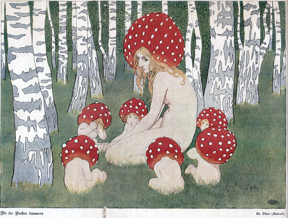 蘑菇妈妈和她的孩子们。波兰新艺术艺术艺术家爱德华·奥库纳特的作品。