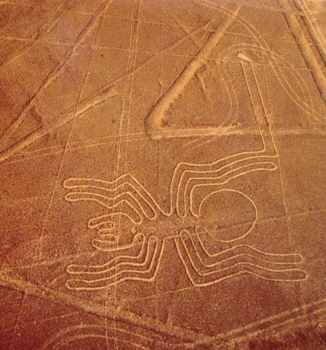 A spider geoglyph created by the Nazca people.