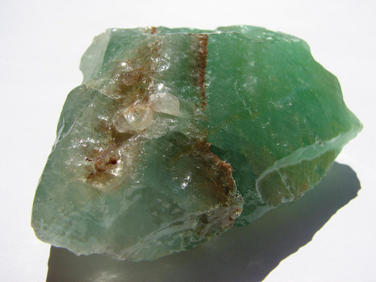 A raw specimen of green calcite.