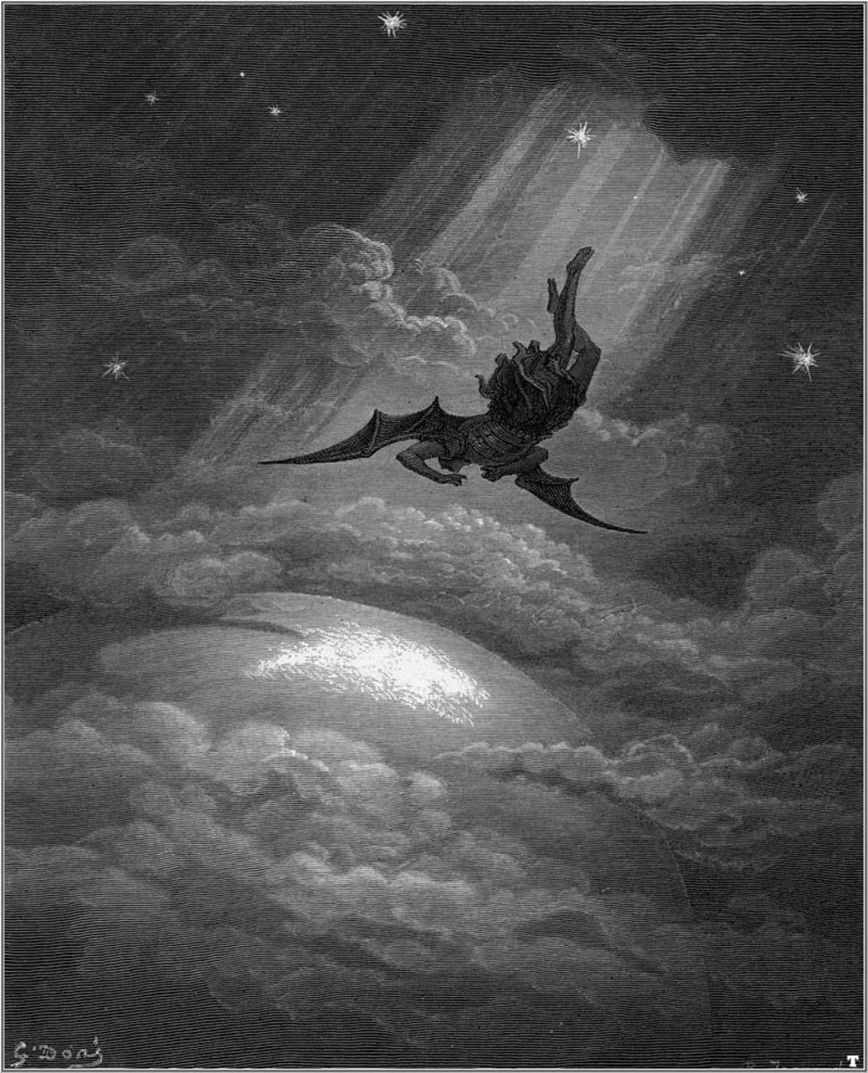 Lucifer's Descent from Paradise Lost, Gustave Dore (1886)
