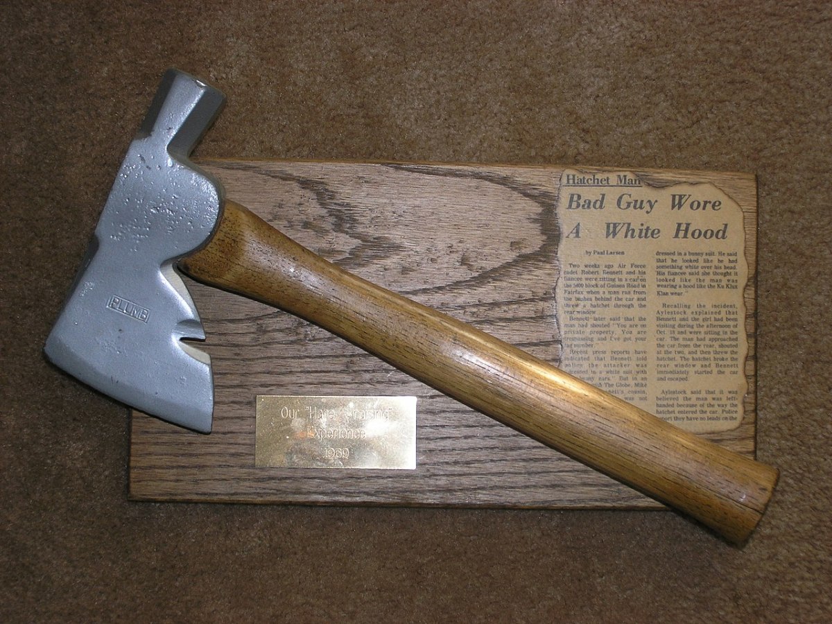 The actual hatchet found in the car.