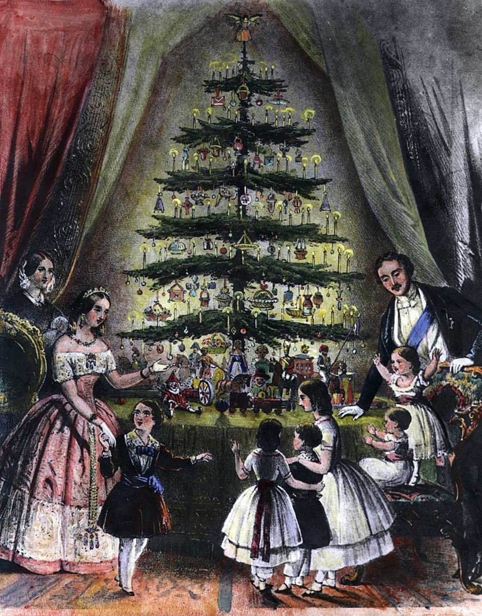 维多利亚女王和阿尔伯特王子，虽然可能不知道它的异教徒起源，但在1840年普及了圣诞树。
