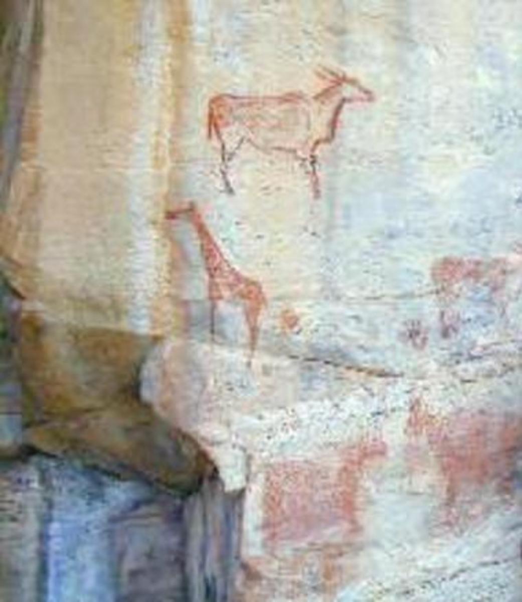 Tsodilo山遗址中4500多幅岩石画中的一幅。