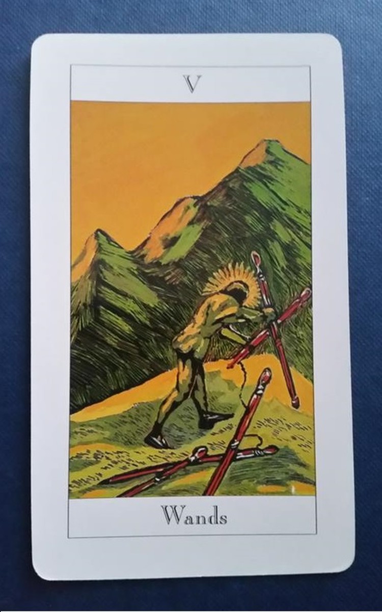 The Five of Wands from my Tarot deck