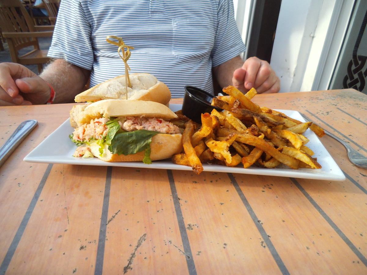 My husband had their mammoth lobster roll.I had the lobster won tons, which seemed a creative use of lobster.