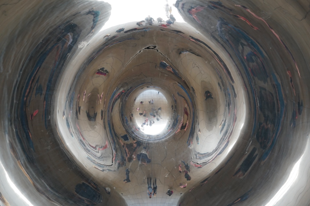 Looking up from under the Bean.