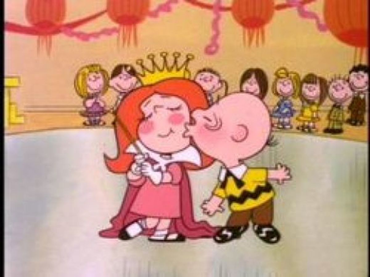 Charlie Brown kissing 'the little red haired girl'