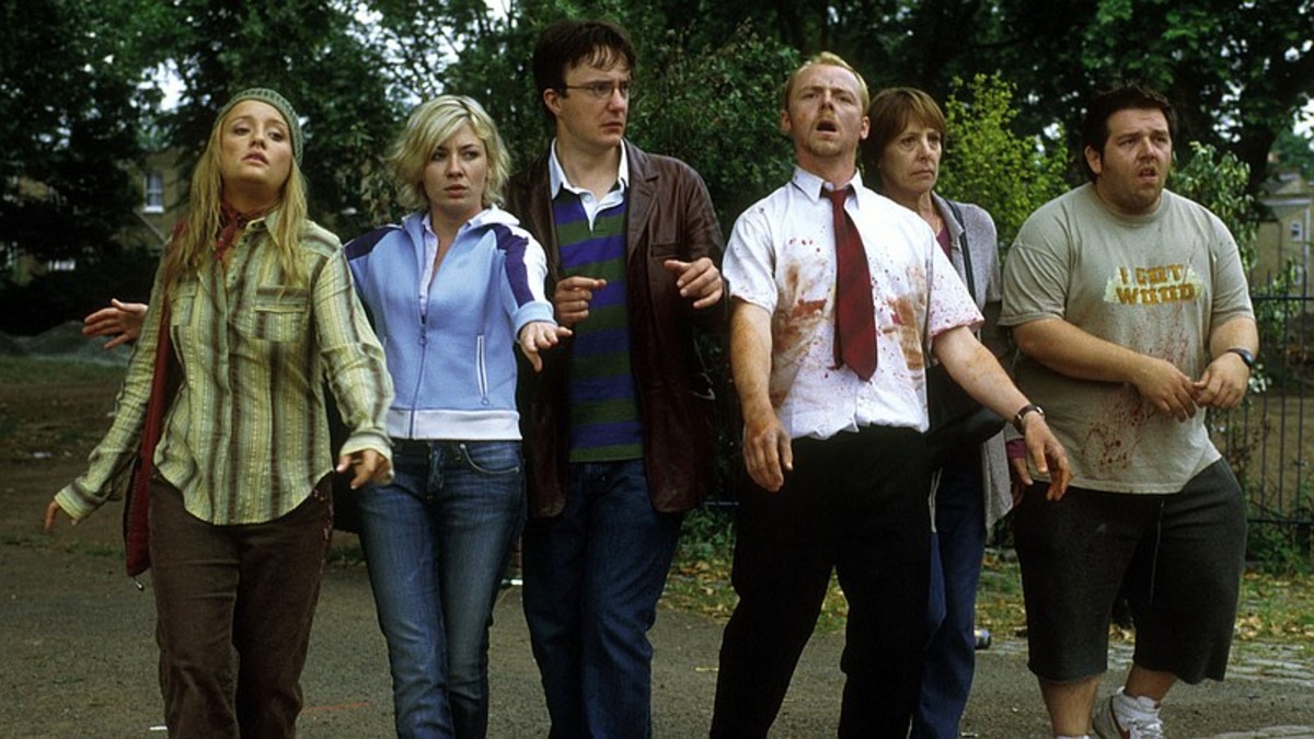 "Shaun of the Dead" comments on the zombie movie genre using horror