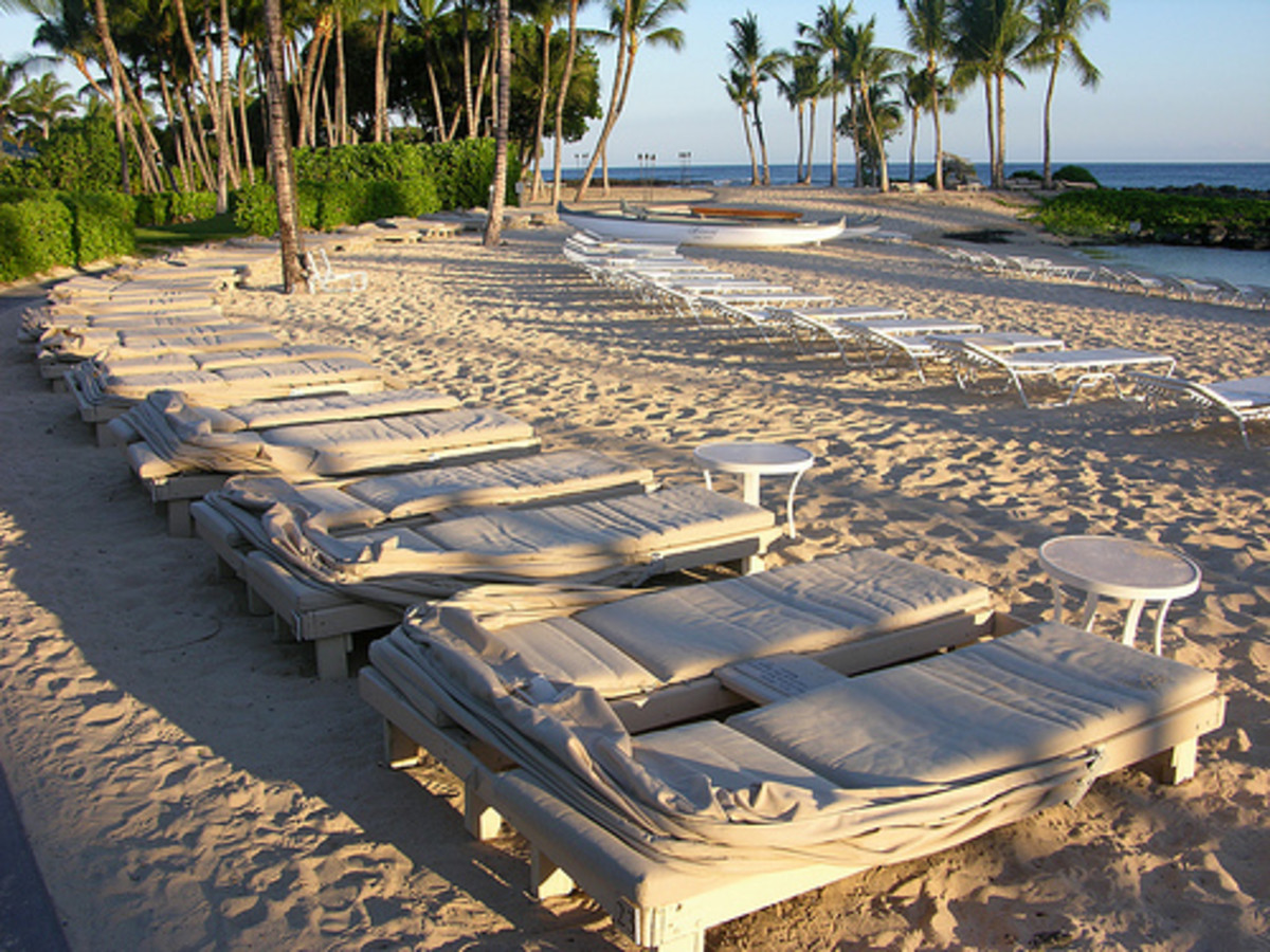 The Mauna Lani Bay Hotel has one of the most relaxing beaches to lounge on.