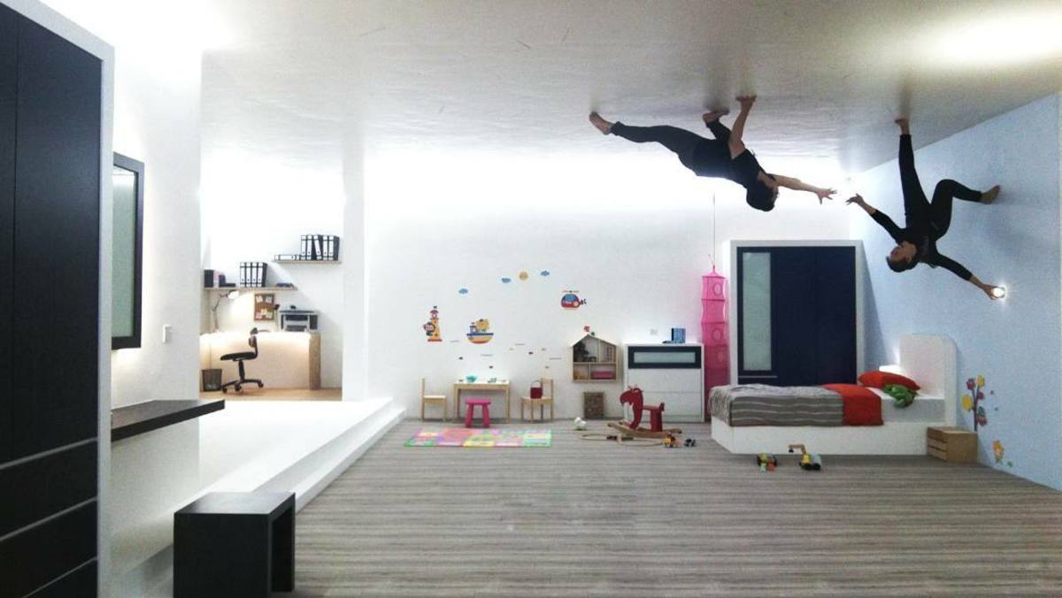 Inside one of the rooms in the Upside Down House.