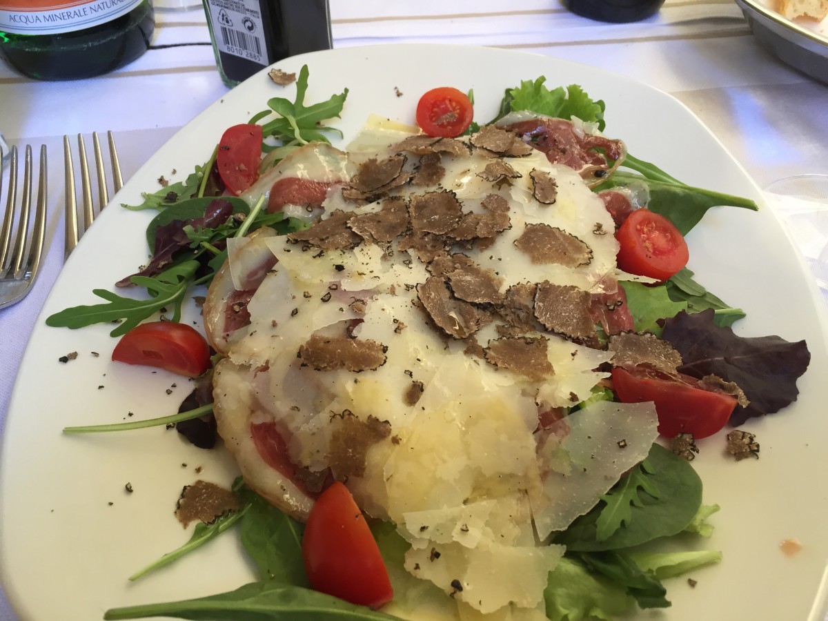 A salad of pecorino, proscuito and truffle (c) A. Harrison