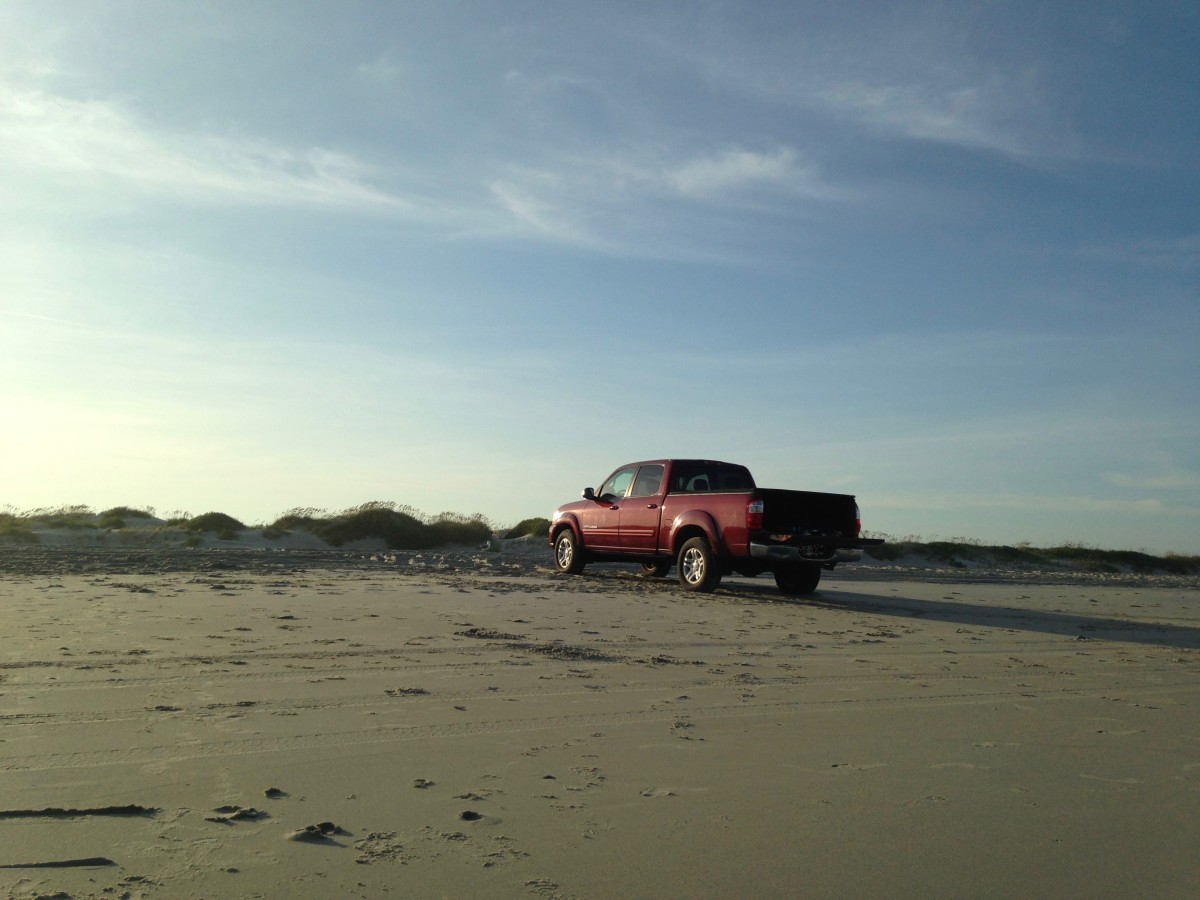 Be careful when driving on the beach.  Here we are at our favorite parking spot!