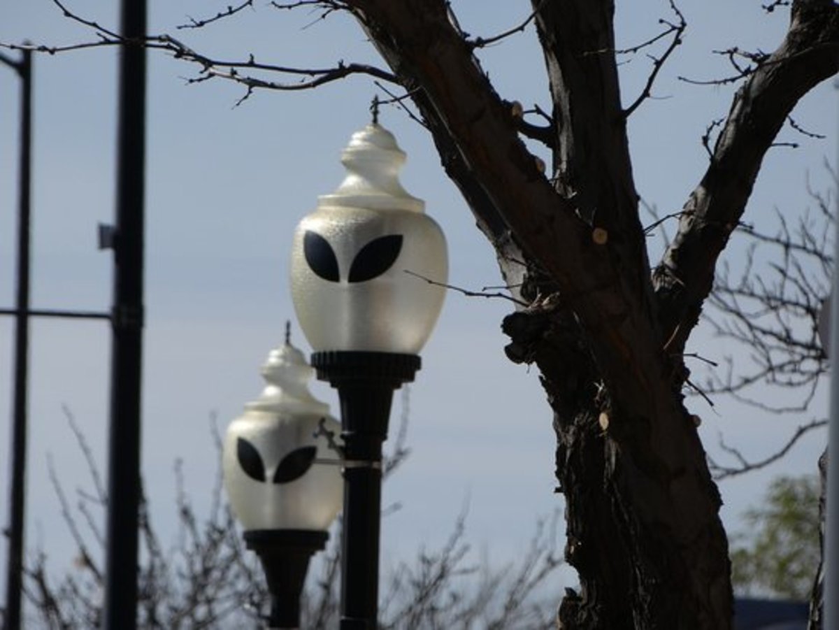 Even the street lamps in Roswell are adorned with alien iconography.
