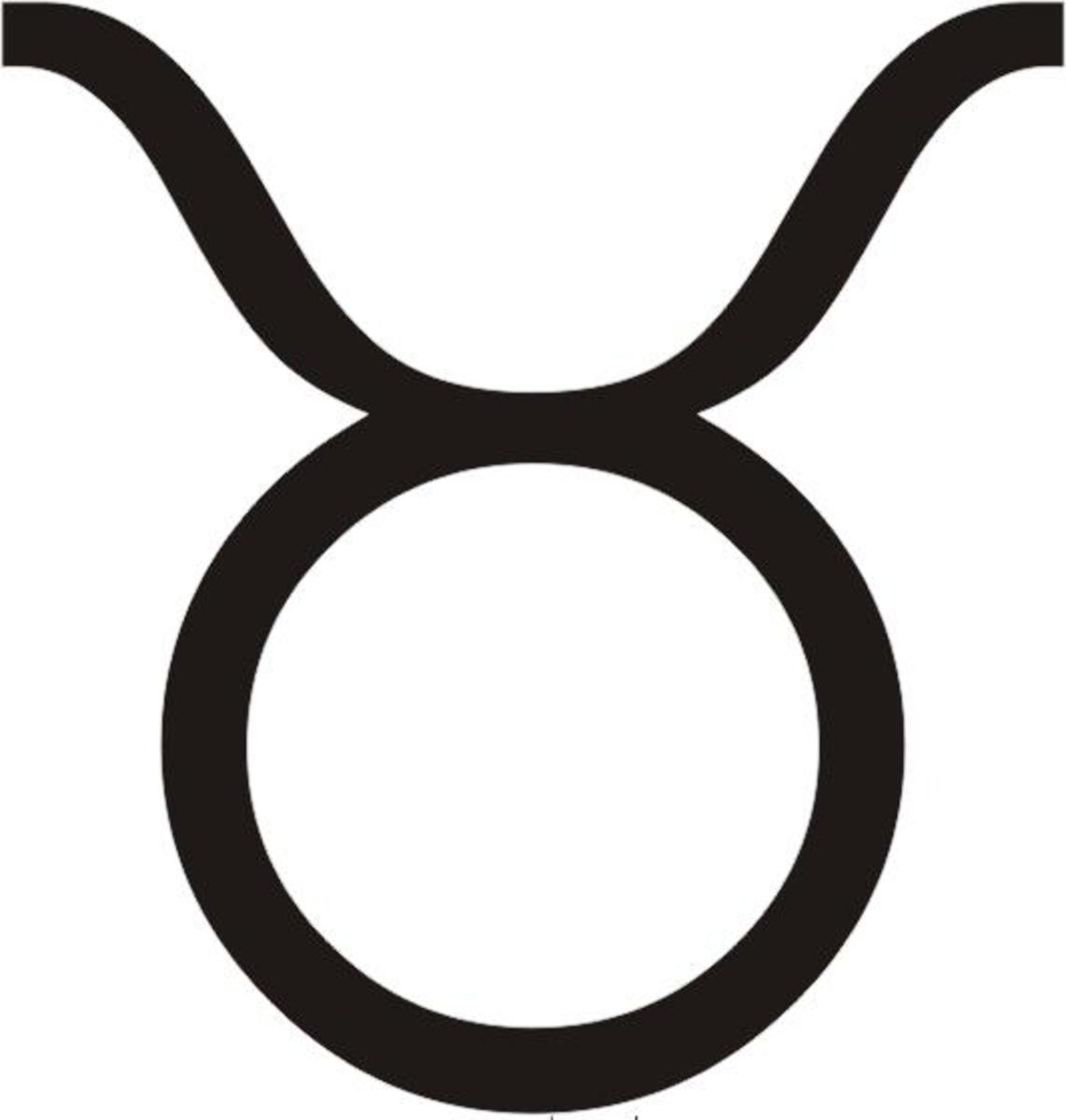 The Taurus glyph. The glyph is used as a symbol in identifying a zodiac sign, constellation, astrological planet, or the moon's nodes in a natal chart, also called the birth chart.