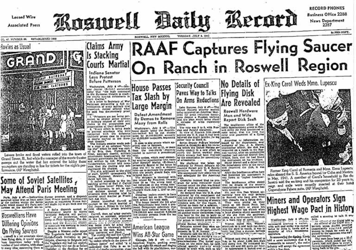报纸报道在罗斯威尔飞碟坠毁,从来没有相同的地方。