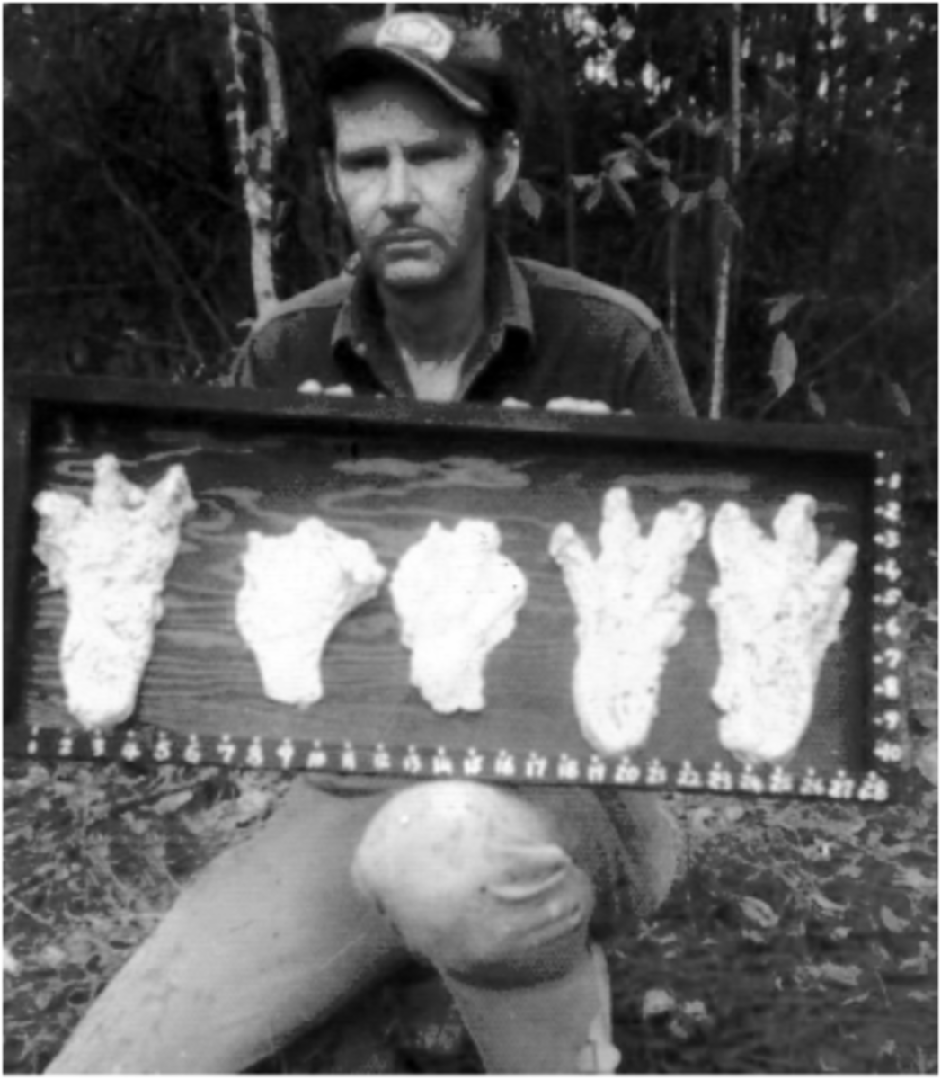 Harlan Ford with Honey Island Swamp Monster footprint castings.
