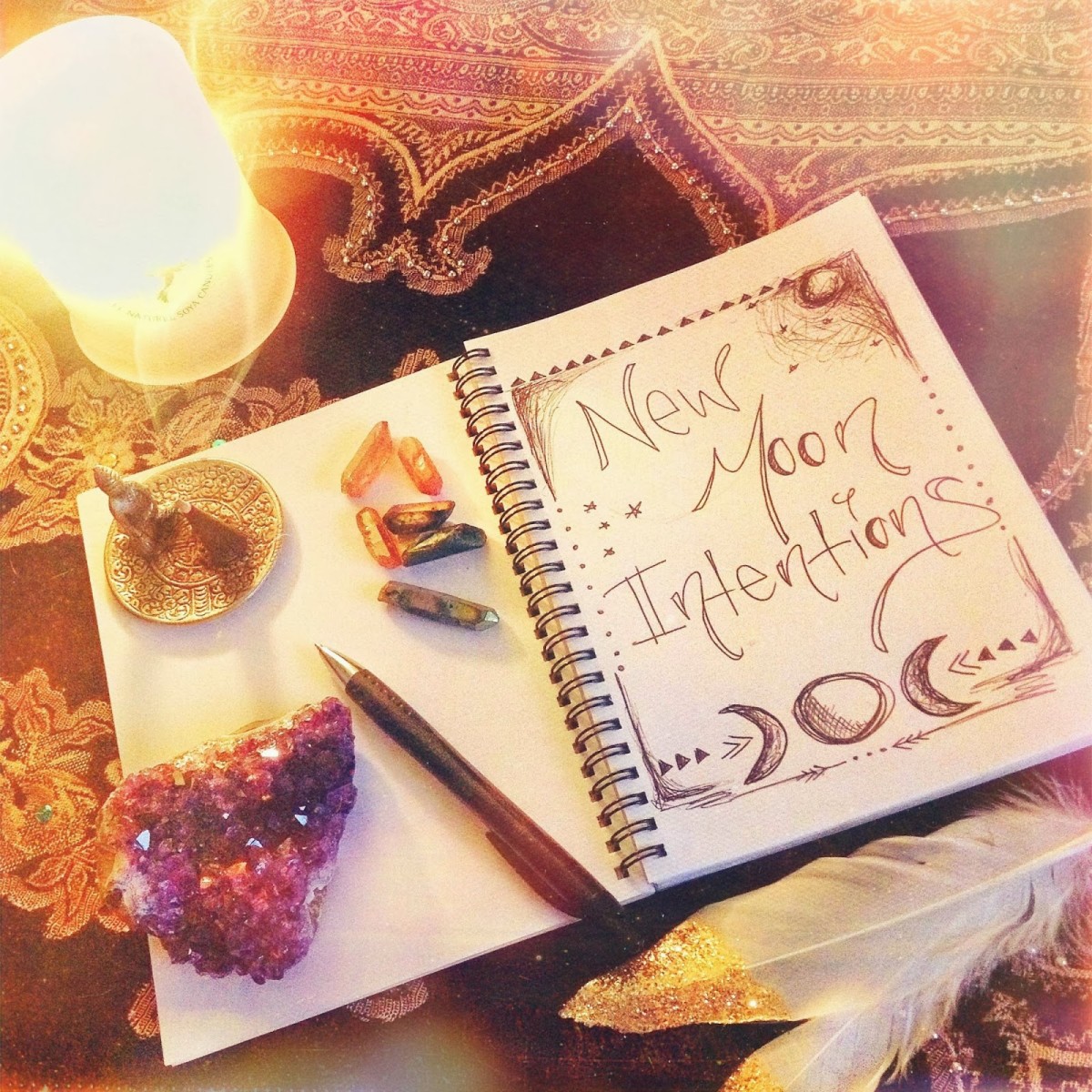 A journal is a helpful spiritual tool for moon-phase rituals.