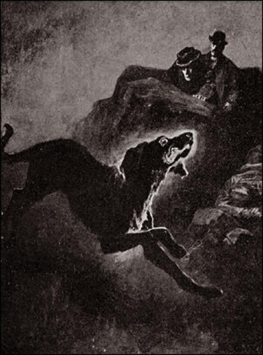 插图由西德尼·佩吉特为“巴斯克维尔的猎犬”，1901