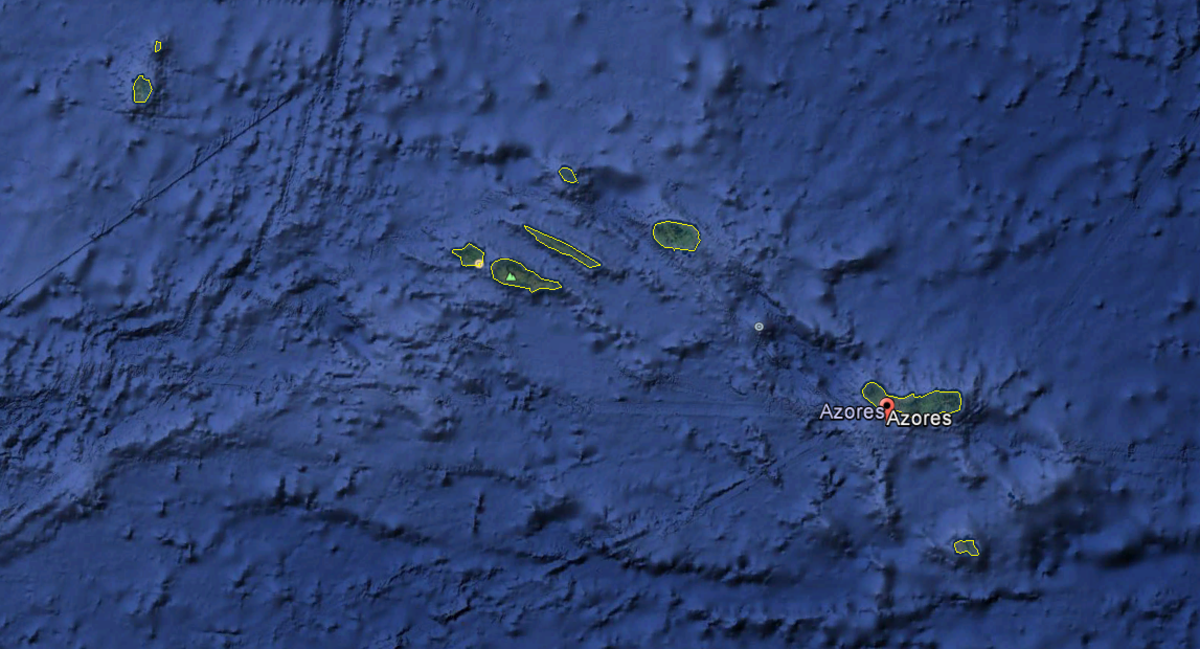 The Azores. Santa Maria Island is the one at the bottom right of the map