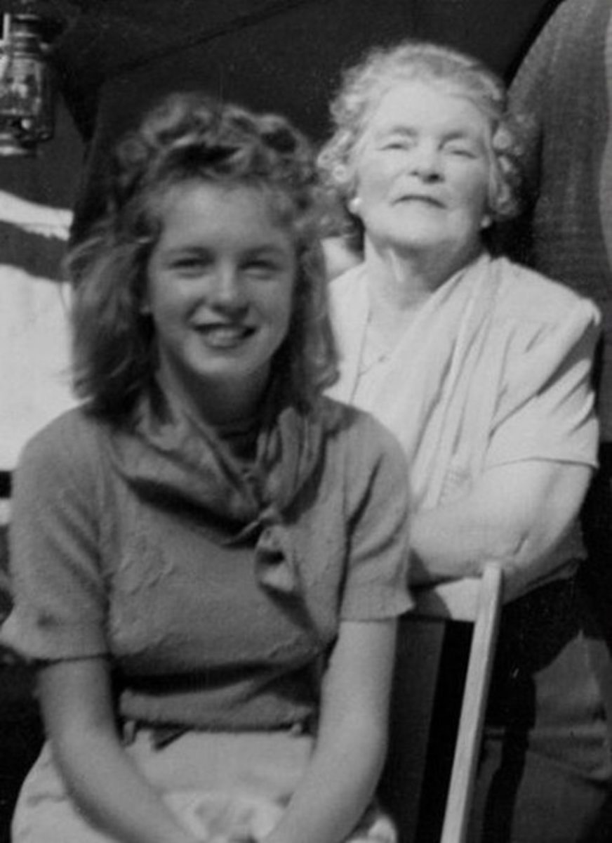 12-year-old Norma Jeane Baker with her beloved foster mother, "Aunt" Ana Lower.