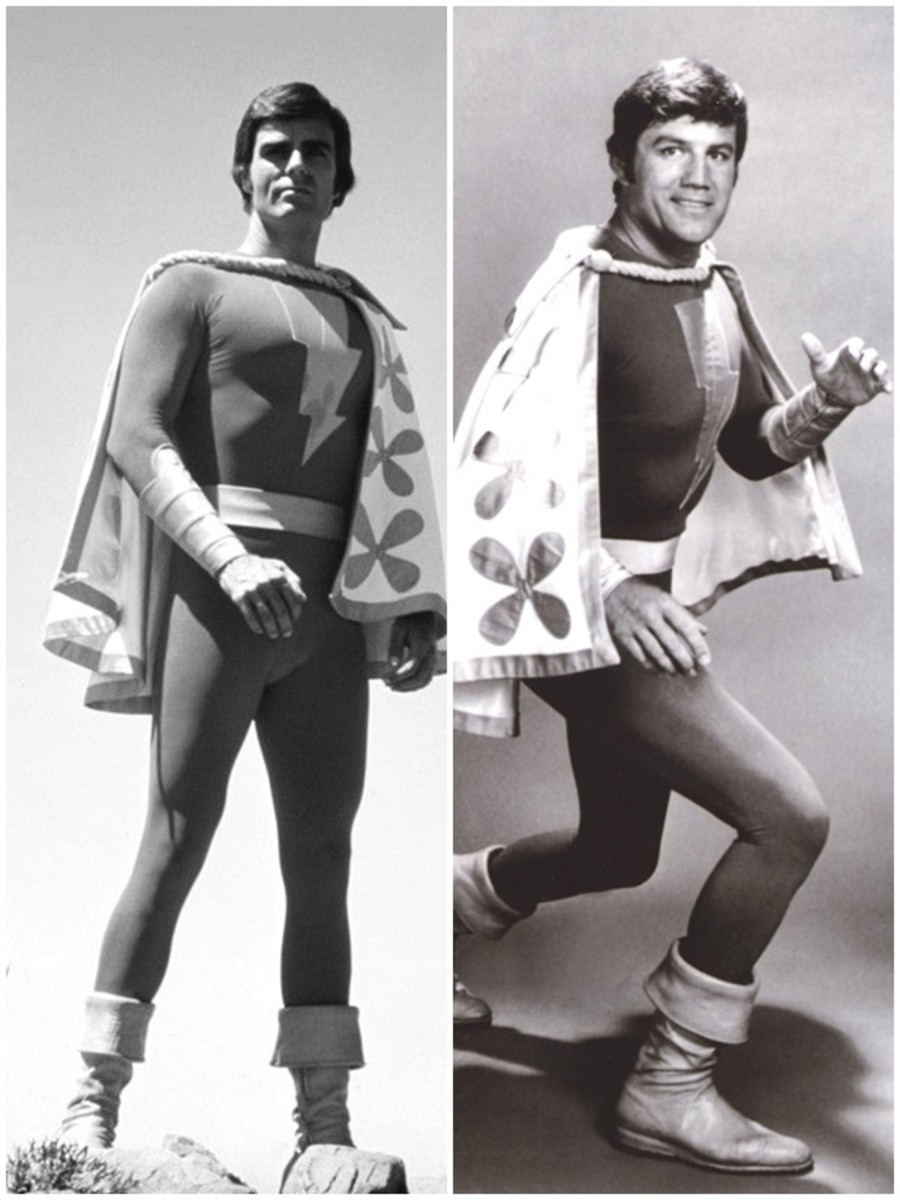 Jackson Bostwick (left) and John Davey as Captain Marvel