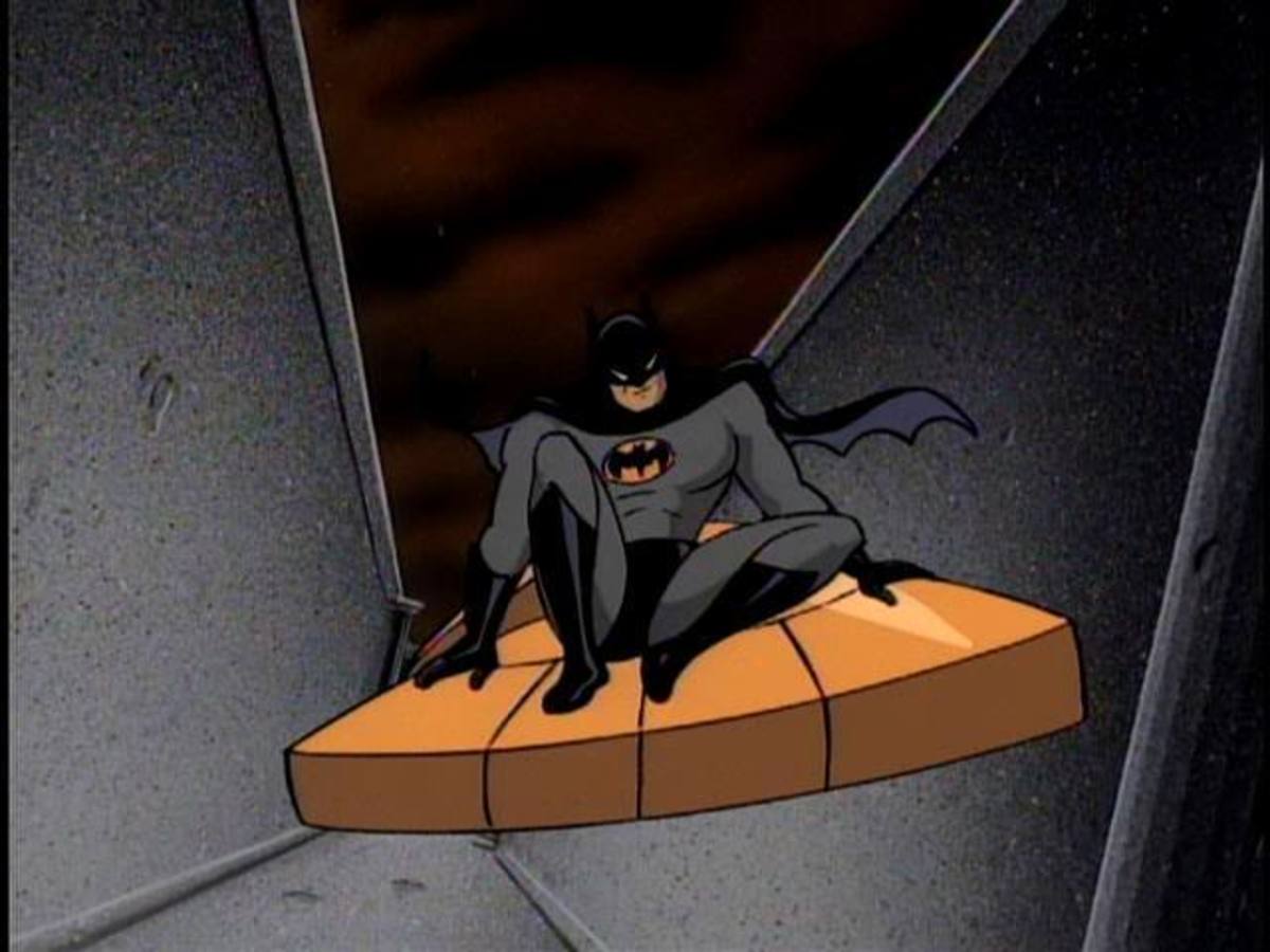 Batman riding the hand of fate.