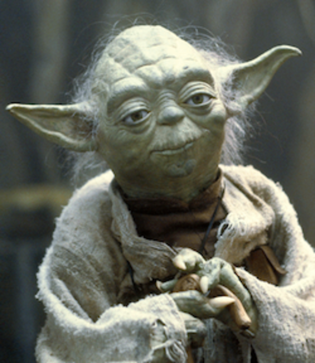 Puppet character Yoda, as depicted in The Empire Strikes Back, voiced and acted by Frank Oz.