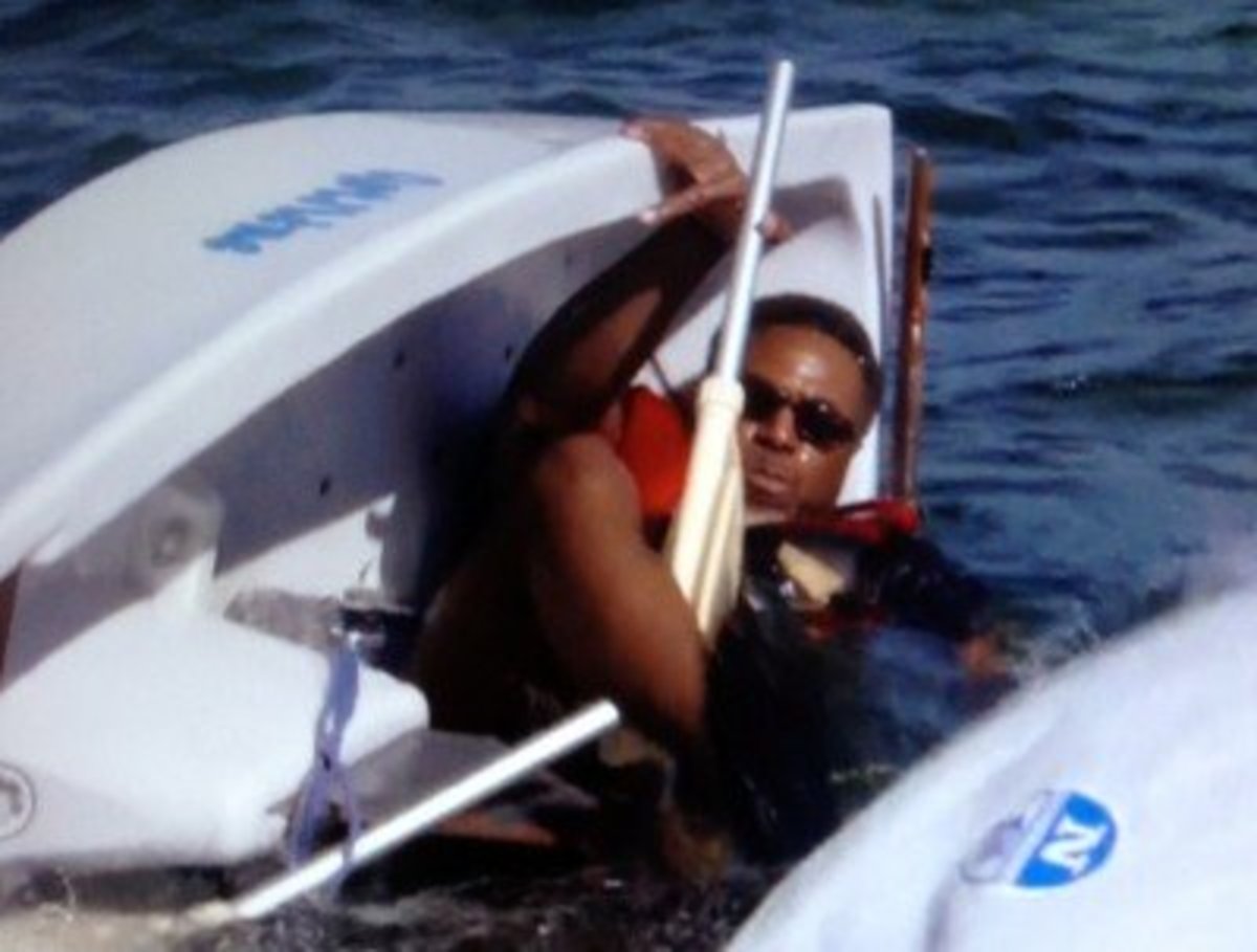 Cedric capsizing the boat. 