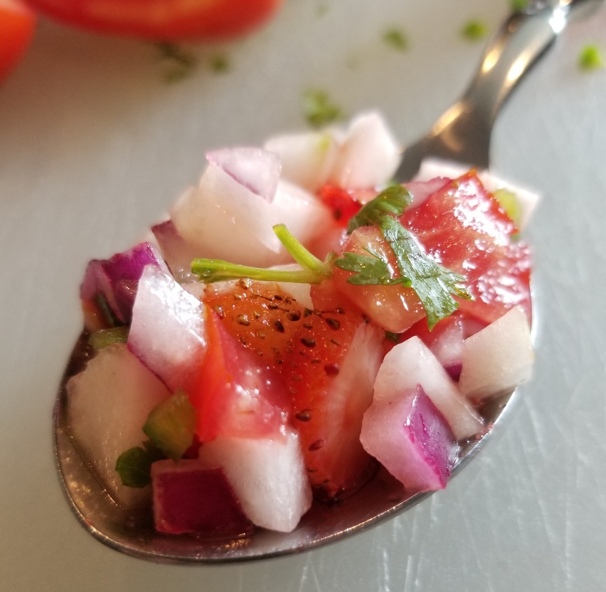 It may sound unusual, but cucumber strawberry salsa is delicious!