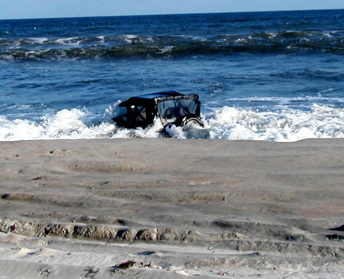 The Jeep that was parked too close to the water at Ocracoke.