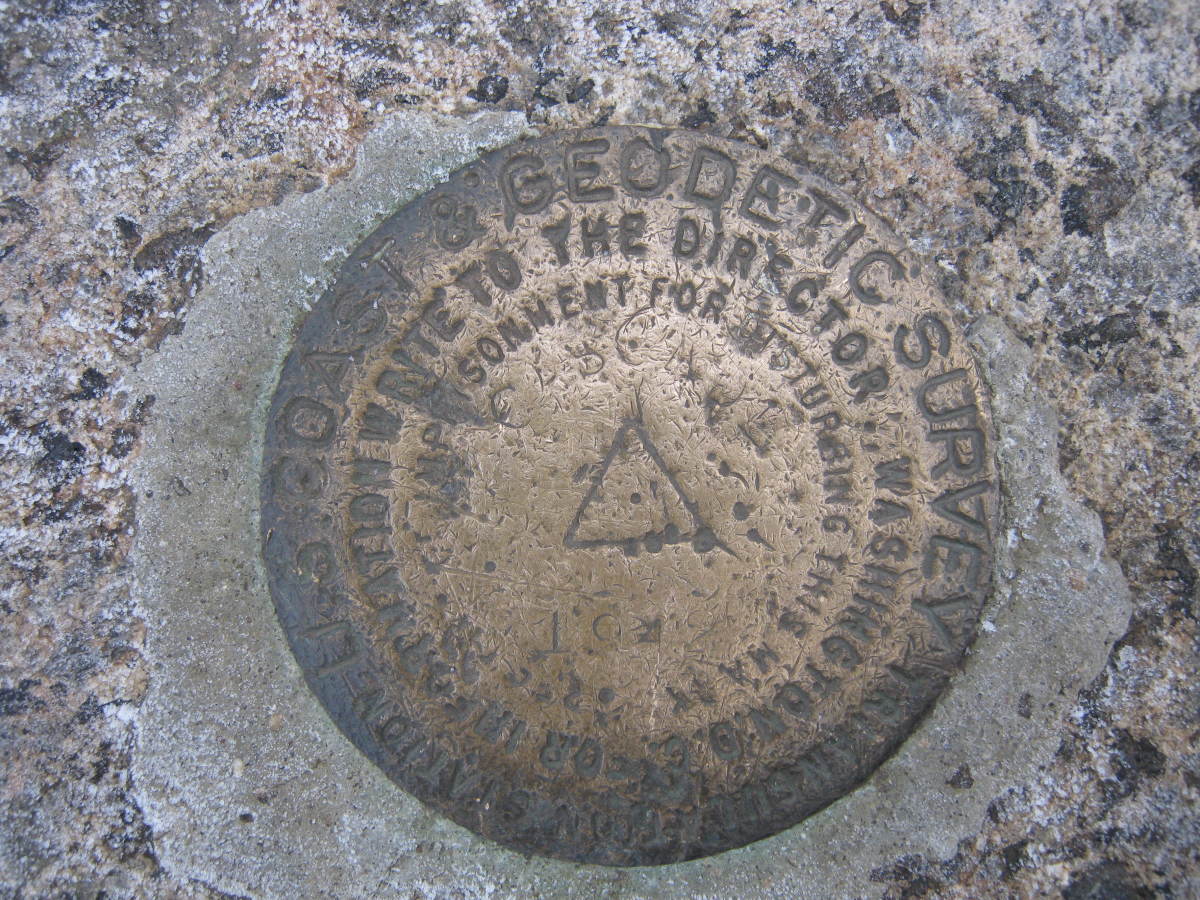 The geodetic survey marker marks the summit of Cascade.  