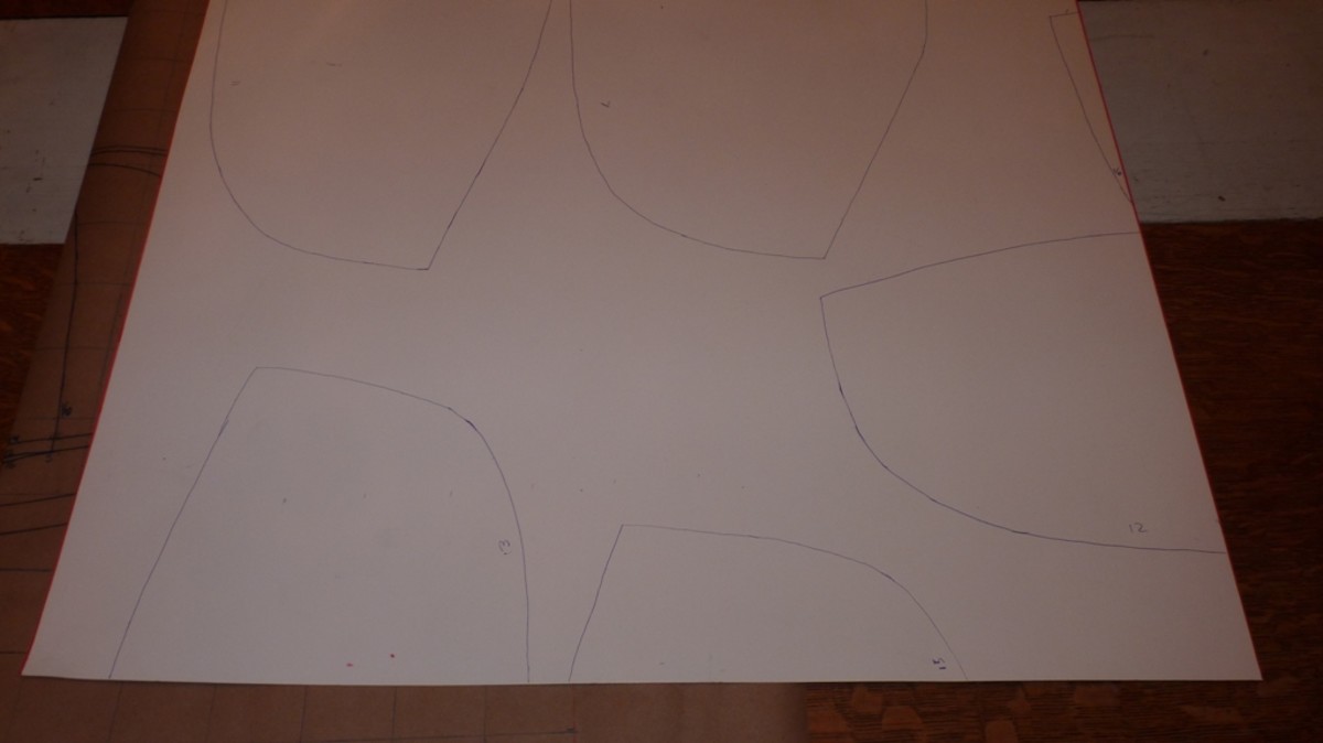 Half hull sections drawn on poster board