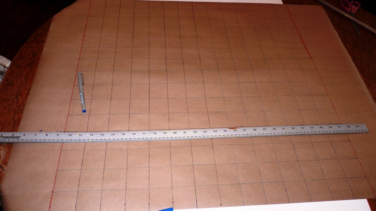 Making a grid on packing paper.
