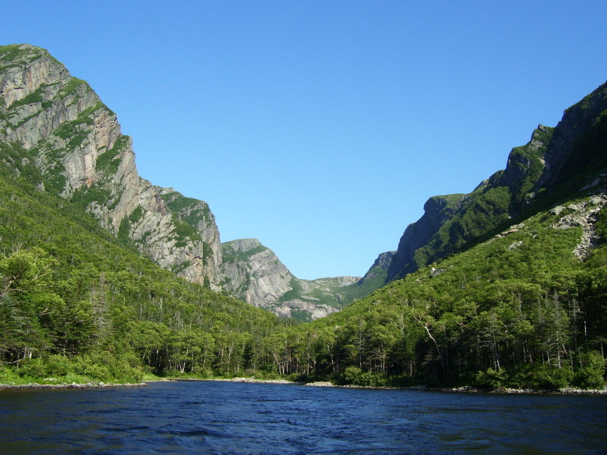 Western Brook Pond looking up to Gros Morne Mountain.