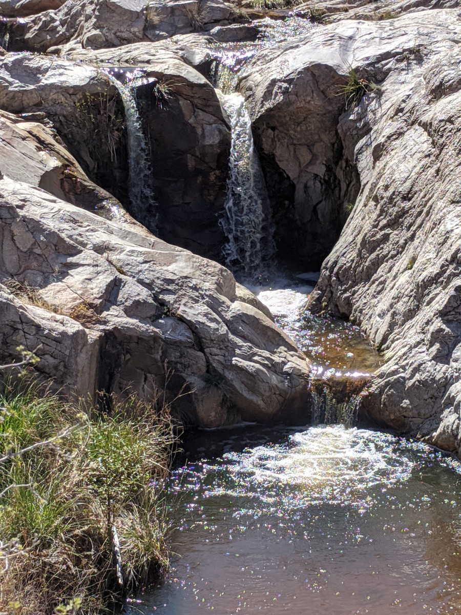 Waterfall between 2 Pools in the Romero Pools in Tucson Arizona's Catalina State Park