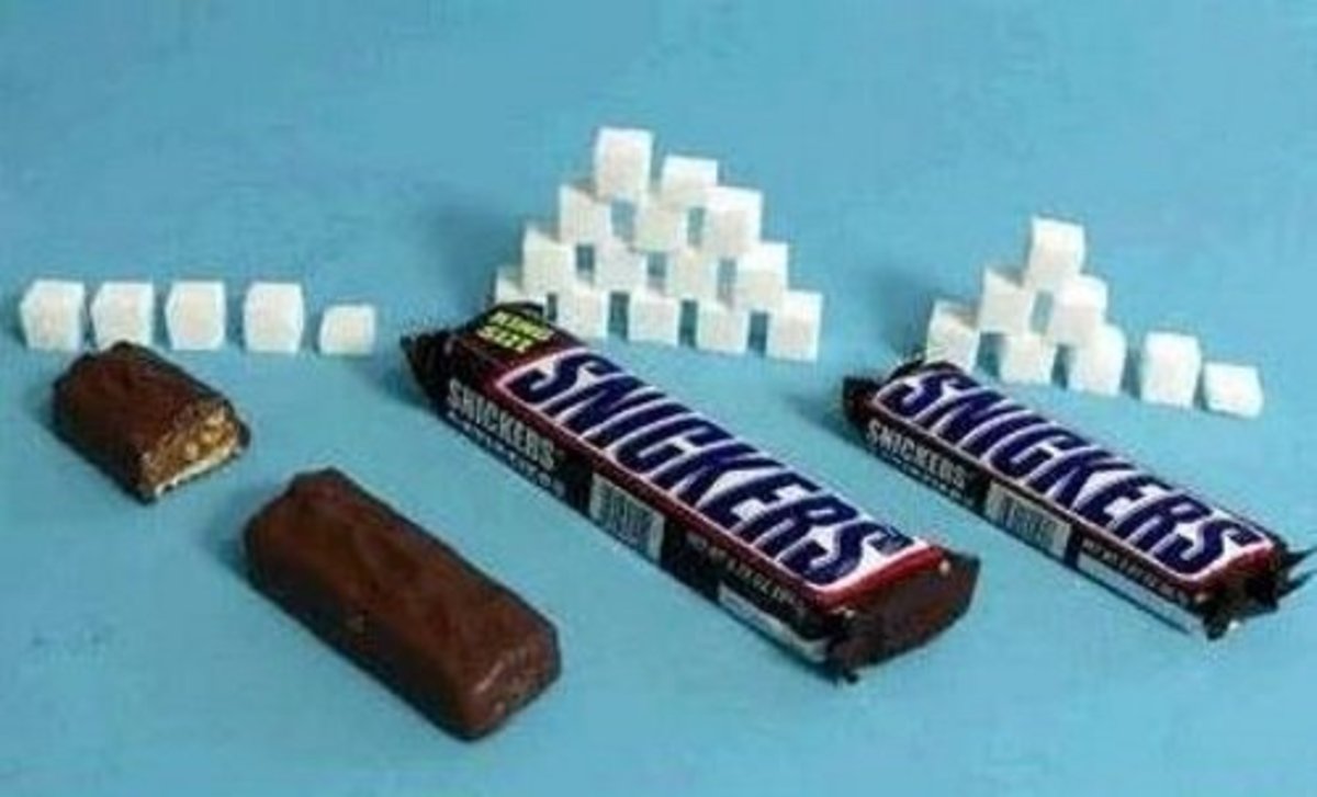 Snickers regular = 28 g sugar