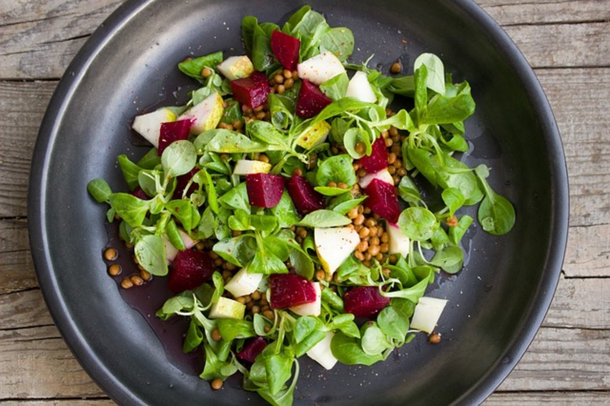 Beet salad with goat cheese (recipe below).