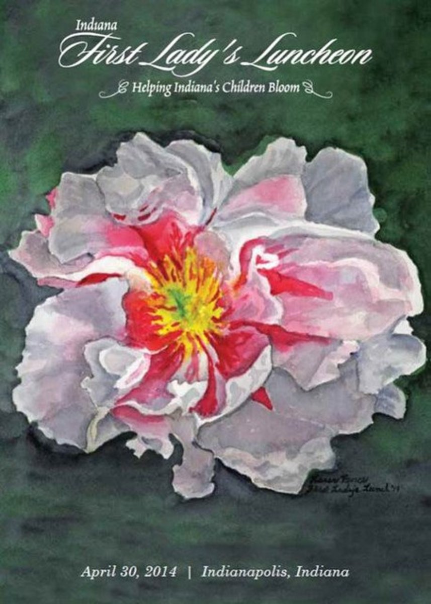 Painting of a Peony by Karen Pence